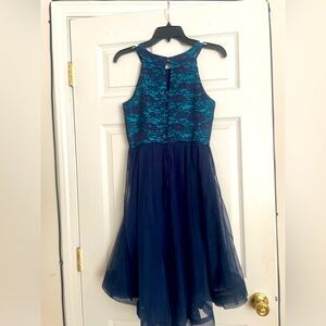 Navy and aqua blue tween style formal dress 👗